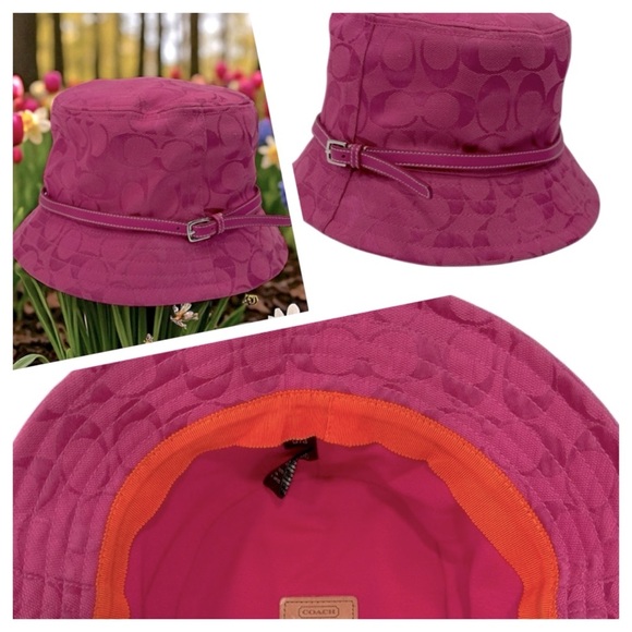 Coach Authentic Pink Logo Bucket Hat Size S - Picture 1 of 13
